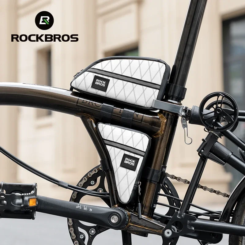 Borsa da coda per bicicletta ROCKBROS - Borsa da mountain bike impermeabile in nylon, borsa da sella per bici da strada, può essere utilizzata come borsa per tubo superiore  18