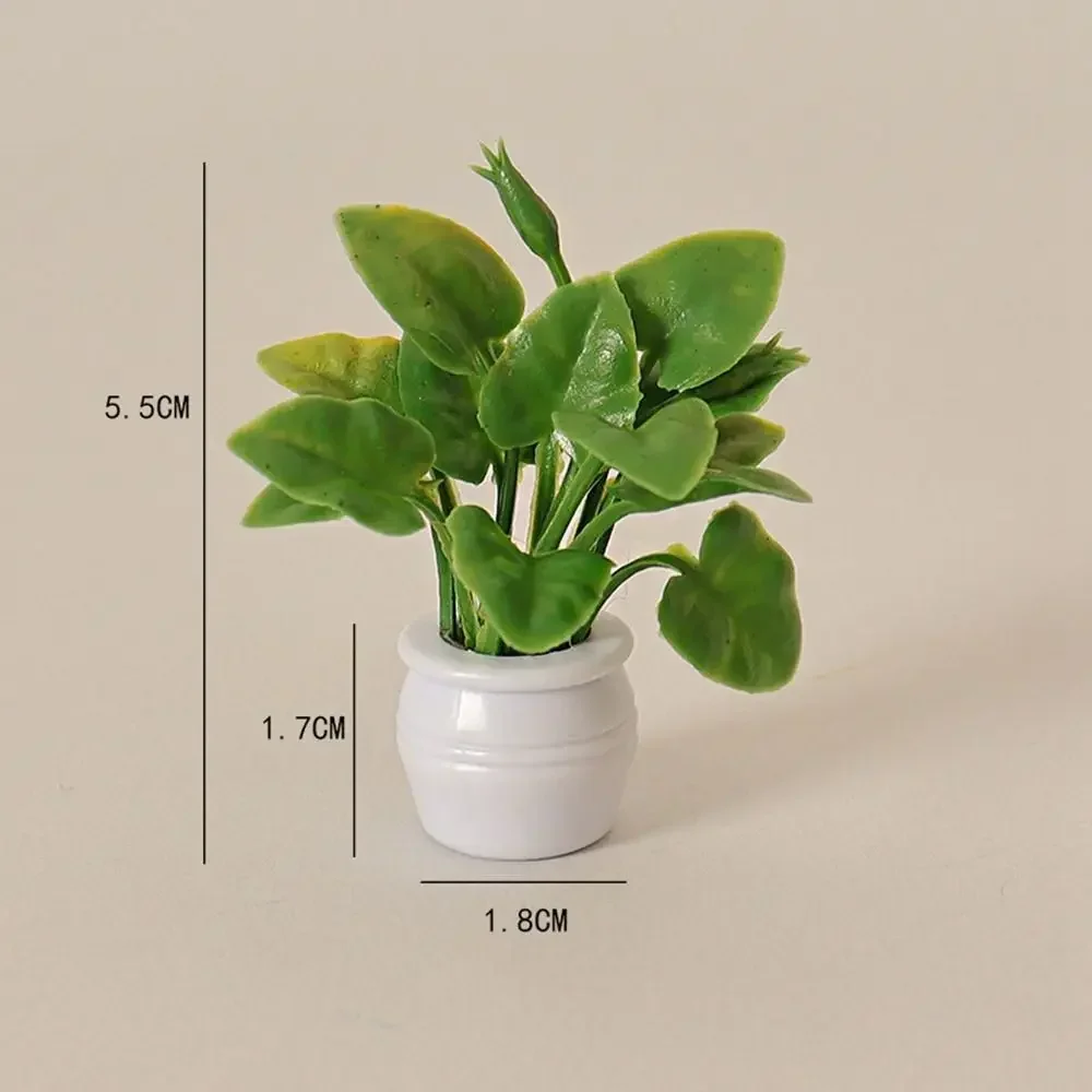Miniature Dollhouse Decorative Green Luo Plant in Vase - Outdoor Floral Accent