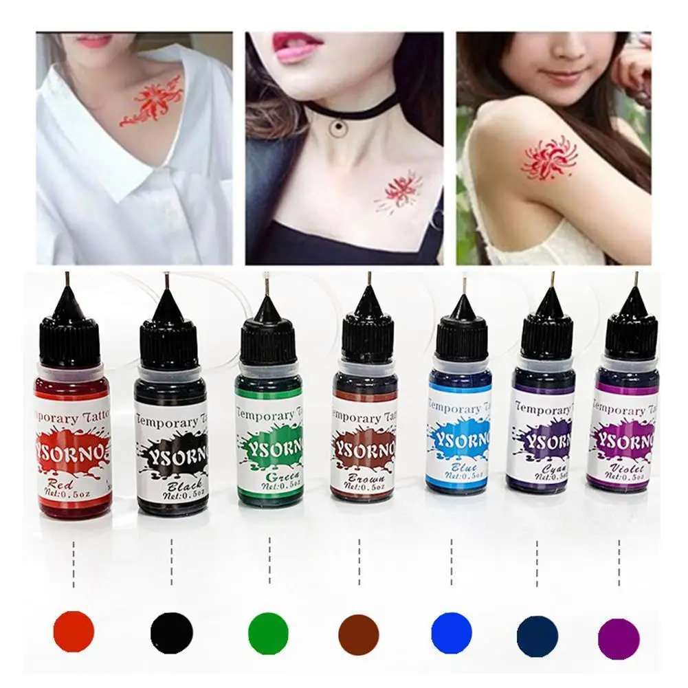 7 Color Temporary Tattoo Cream For Women Men Kids Fake Tattoos Semi Permanent Tattoo Ink Art Painting DIY Fake Freckles Tat O9J0
