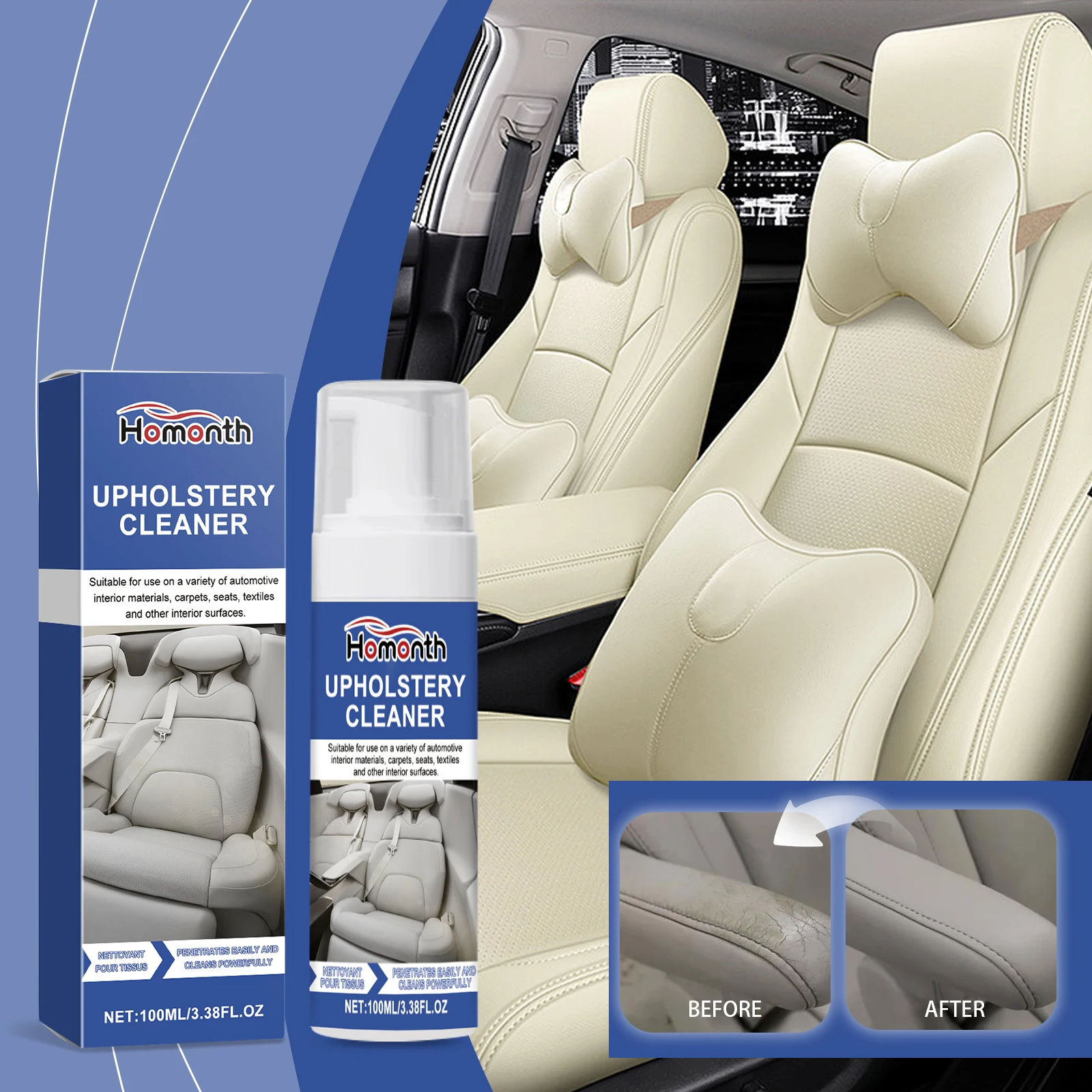 Car Interior Cleaning Mousse Car Interior Decoration Cushion Seat Fabric Stain Cleaner 100ml