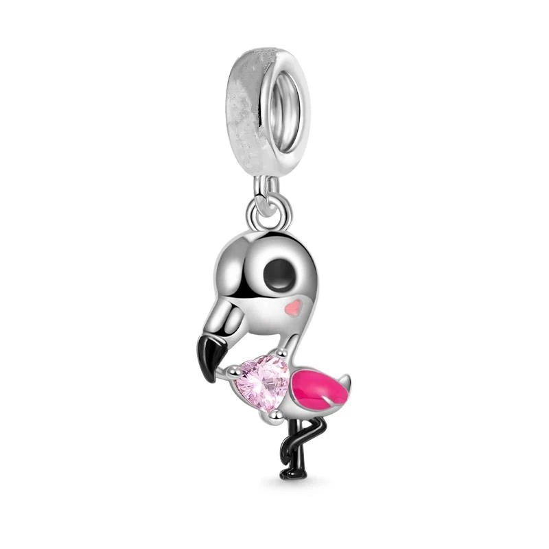 Charm Jewelry Beads Charms Animal Charm Jewelry Silver Charm Bracelet Parrot Flamingo Wild Goose Pendant Charms Beads Women DIY Gift Fit 925 Sterling Silver Bracelet