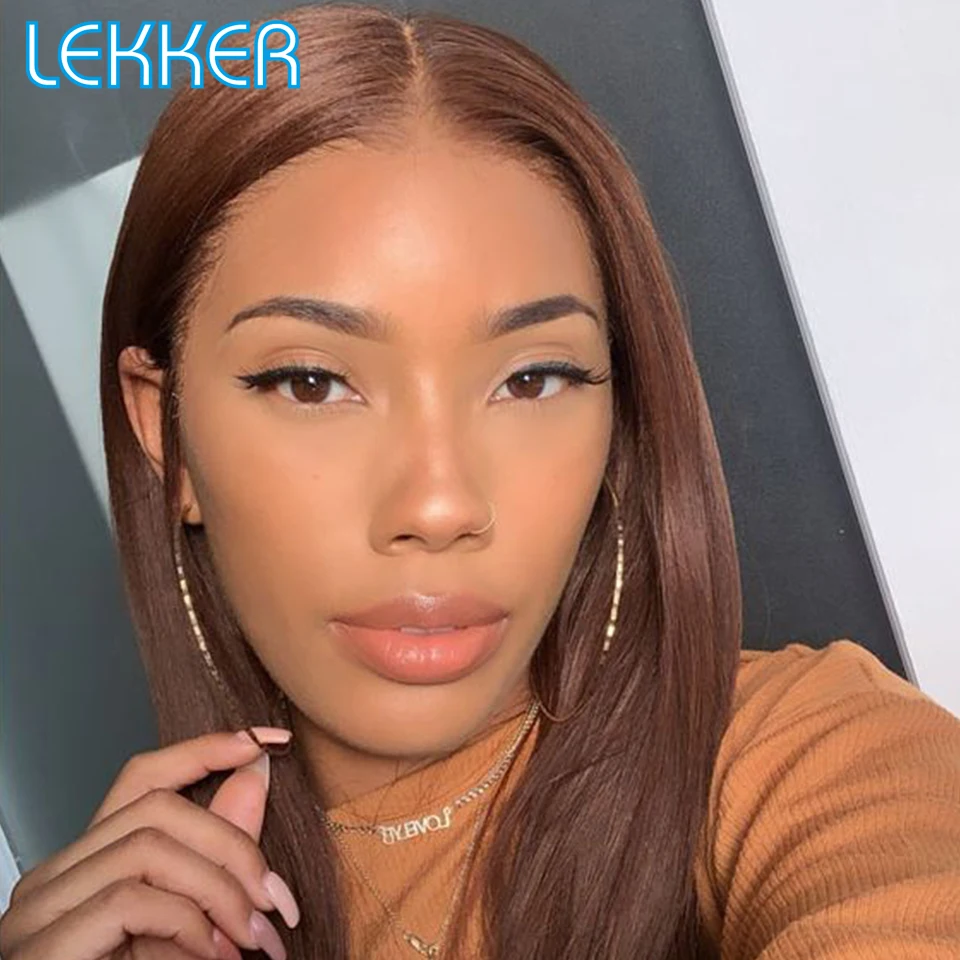 

Lekker Brown Straight Bob 13x6x1T Part Lace Front Human Hair Wig For Women Colored Brazilian Remy Hair Glueless Wear to go Wigs