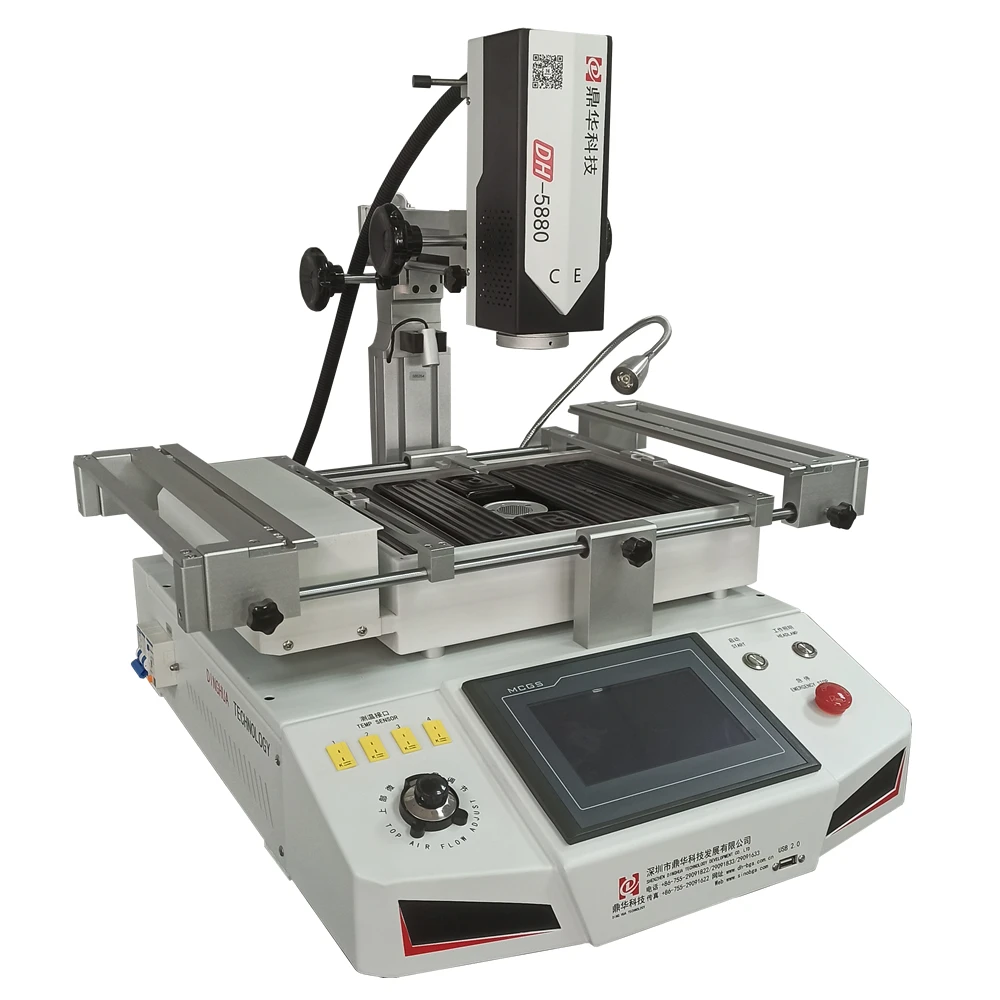 DH-5880 Hot Air BGA Rework Station Touch Screen 5500W 3 Heating Temperature Zones SMD PCB Chips Soldering Repairing Machine 220V