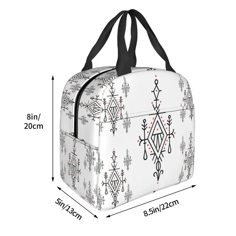 Amazigh Kabyle Pattern Insulated Lunch Bags for Women Geometric Resuable Thermal Cooler Food Lunch Box Outdoor Camping Travel