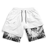 Men's Gym Shorts Printed Black Double Layer 2-in-1 Quick-drying Breathable Sweat-absorbent Shorts Fitness Running Sports Summer 2
