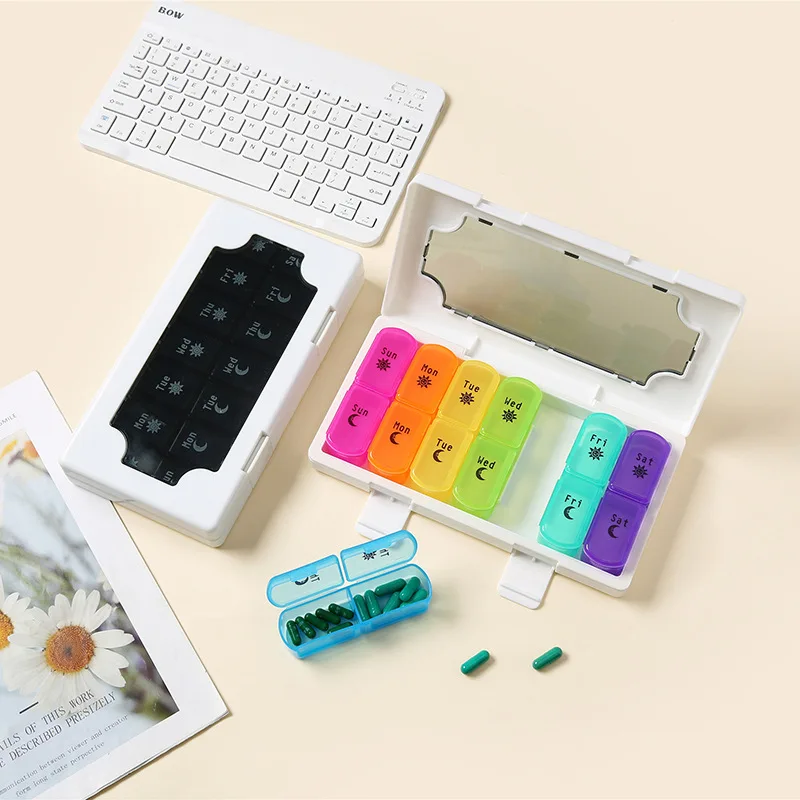 1PC Weekly Pill Case Pillbox 7 Days Medicine Tablet Box Portable Travel Drugs Storage Organizer Secret Compartments Pill Box