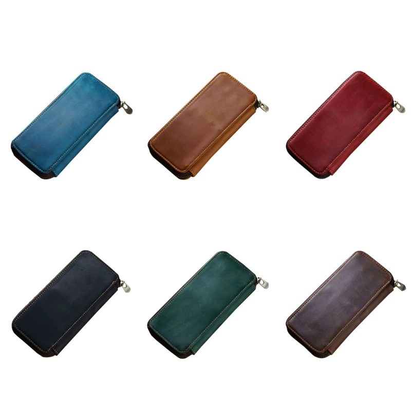 

Leather Fountain Pen Case Hard Pencil Case 3 Divided Slots Large Compartment for Fountain Pen Stylus Pen Cash Card