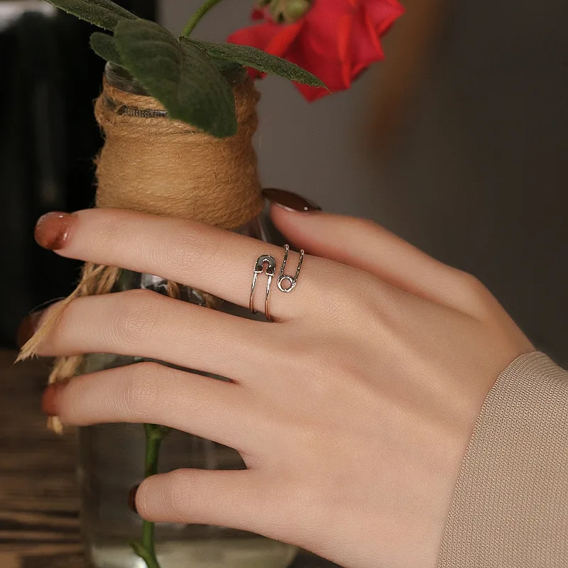 925 Sterling Silver Rings retro personality paper clip Opening Rings For Women Wedding Party Fine Jewelry DA2587