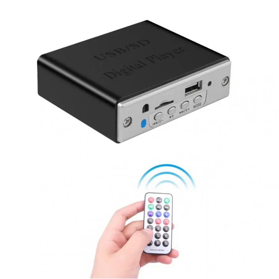 12V Mini Bluetooth Motorcycle Car Stereo Amplifier Amp LED USB SD Digital Player MP3 with Remote Controller LED Indicator Light