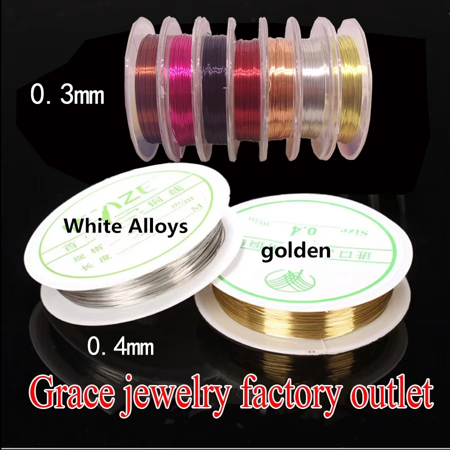 2 rolls/lot 0.3/0.4mm Thin Brass Copper Beading Wire Line String Cord ...