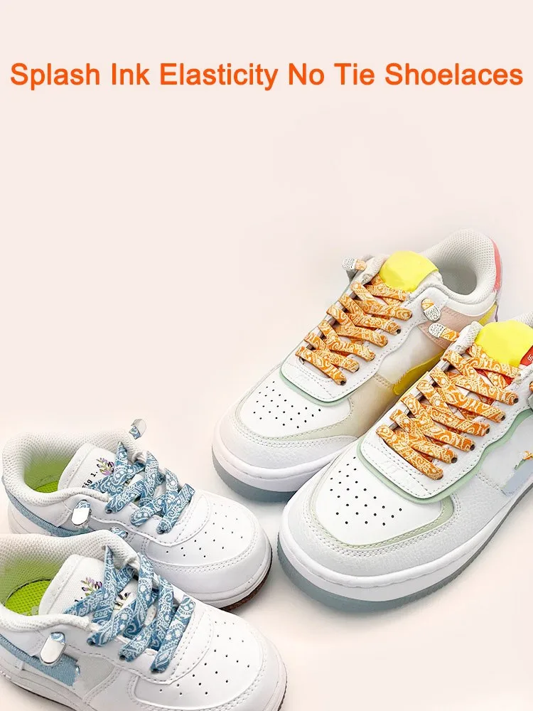 Neue Cashew-Blumen-Elastik-Schnürsenkel für Sneaker, Kinder und Erwachsene, 8 mm, flache Schnürsenkel ohne Binden, Schnürsenkel ohne Knoten für Schuhe, Zubehör – Detail 2