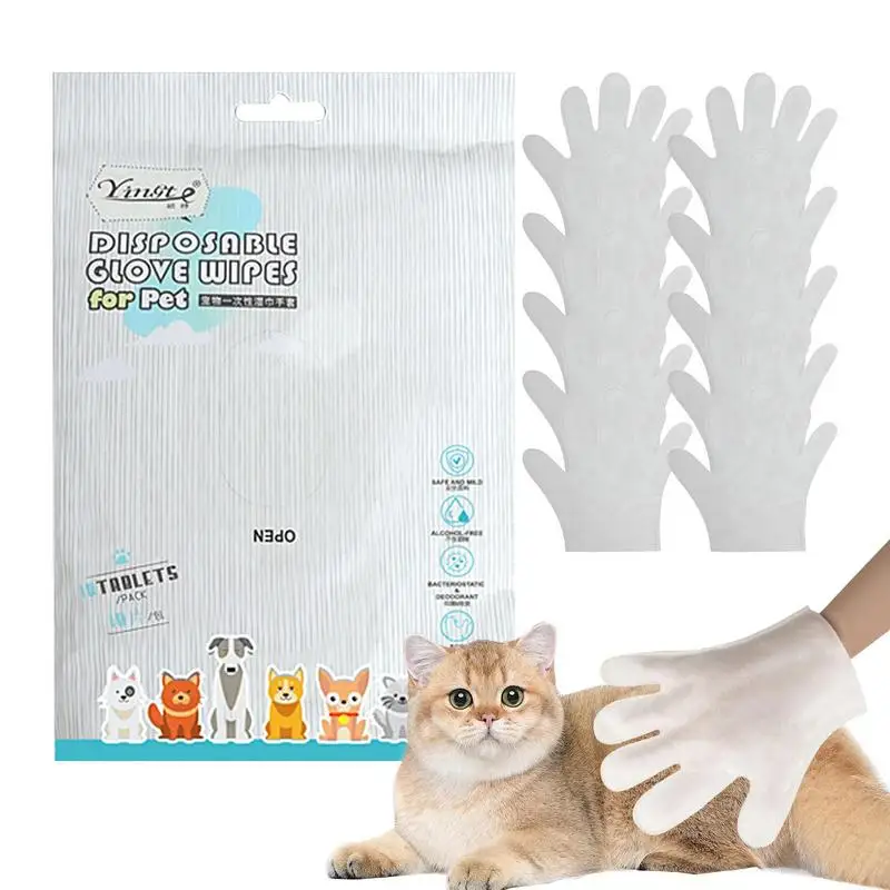 new 10pcs Pet Disposable Gloves Dog Bath Cleaning Wipes Mild Deodorizing Full Body Special Cleaning Gloves Cat Grooming Supplies