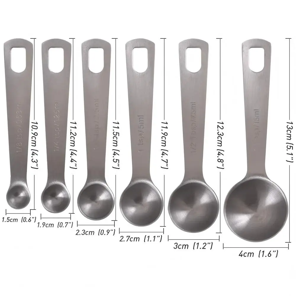 Measuring Spoon Set Stainless Steel Coffee Scoop Spoon Kitchen Gadgets For Cooking & Baking Set Of 6