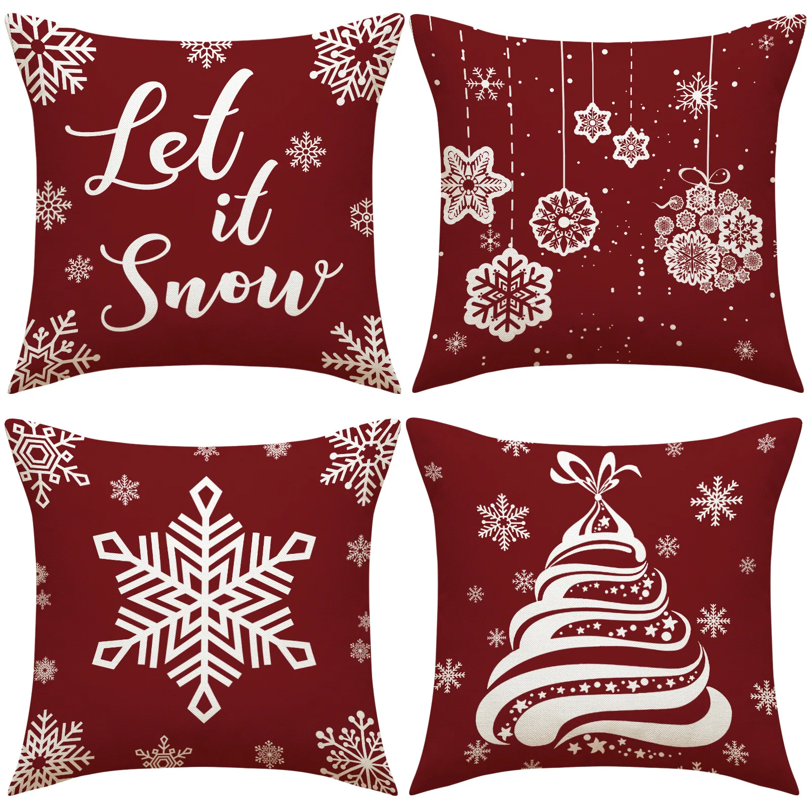 

Christmas Tree Print Pillow Cover Snowflake Pattern Pillowcase 2023 Xmas Festival Cushion Cover 45x45 Bedroom Garden B0301G