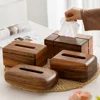 Durable High End Whole Piece Black Walnut Wood Tissue Box Cover Rectangle Holder Facial Tissue Dispenser Container 6