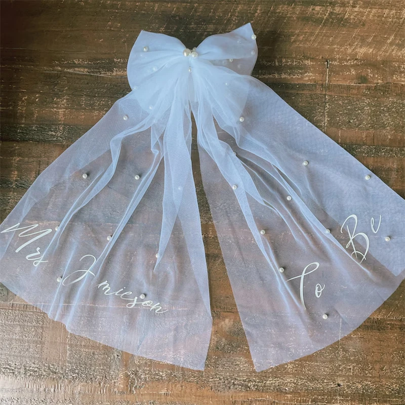 Jaciya Clip Per Capelli Con Fiocco Bianco 'BRIDE' Per Sposa E Addio Al Nubilato - Accessori Matrimonio Con Strass - 4