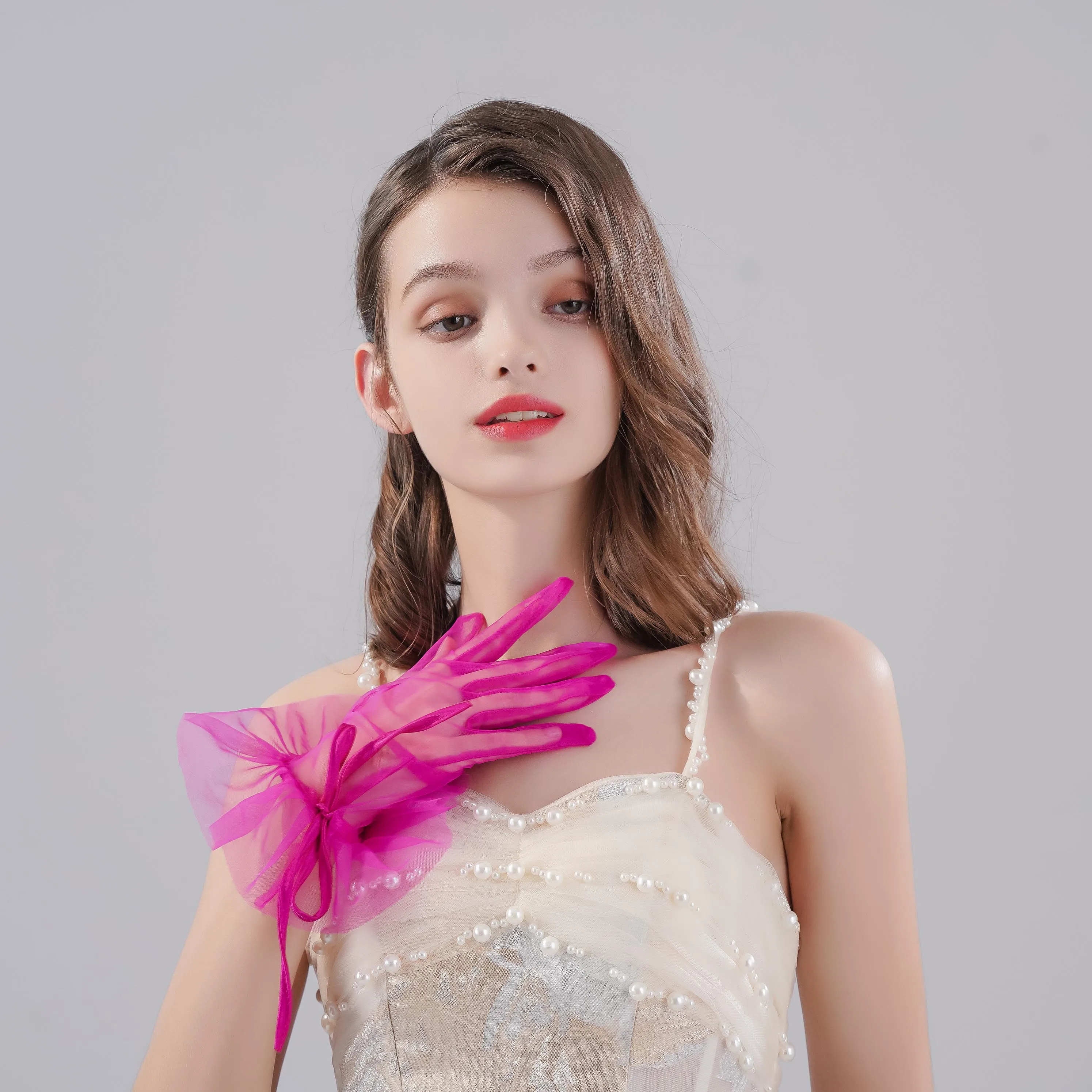 Romantic Style Sexy Hollow Lace All Finger Ladies' Party Gloves For Dancing Party