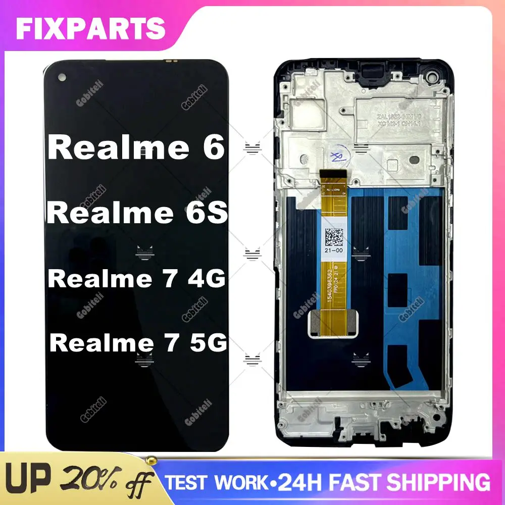 

For Oppo Realme6 RMX2001 realme7 RMX2155 LCD Display Screen Touch Panel Digitizer For Oppo Realme 7 5G RMX2111 LCD Display Frame