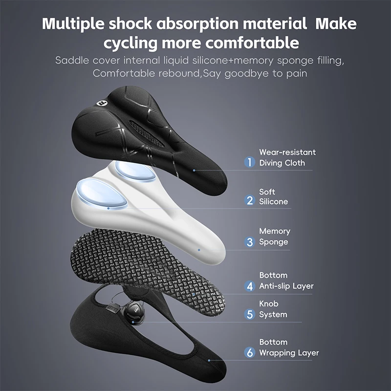 WEST BIKING Bicycle Saddle Cover Soft Comfortable Bike Cushion Cover Knob System Cycling Seat MTB Road Bike Accessories