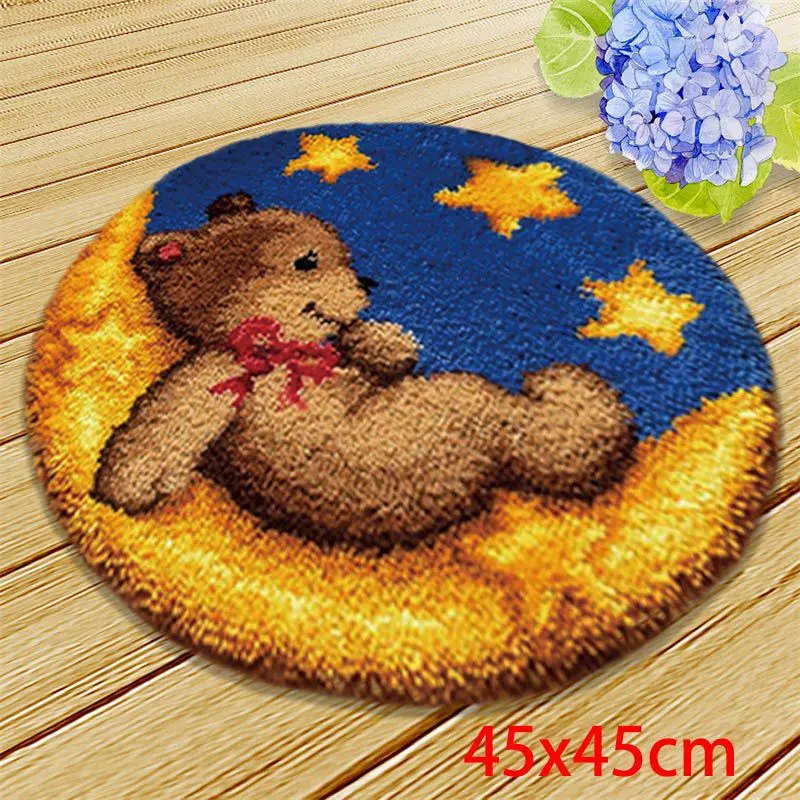 Clubevy Latch Hook Rug Kit - Bear Design DIY Needlework 20x15 Inches