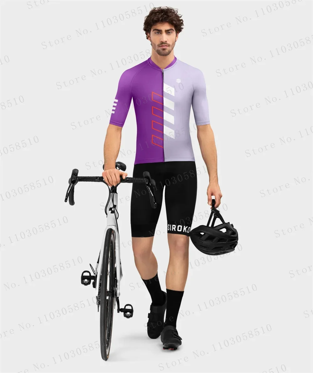 SIROKO Men's Cycling Jersey Sets Bicycle Short Sleeve Cycling Clothing Bike Maillot Breathable Jersey Bib Shorts
