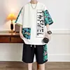 S-6XL Large Men's Sports Suit Japan High Street Fashion T-shirt Shorts Two-piece Set Men Retro New Neck Top Designer Clothes Men