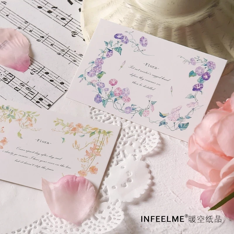 28 Sheets/Set Beautiful Flower and Girl Lomo Card Cartoon Mini Postcard Message Card Christmas Gifts
