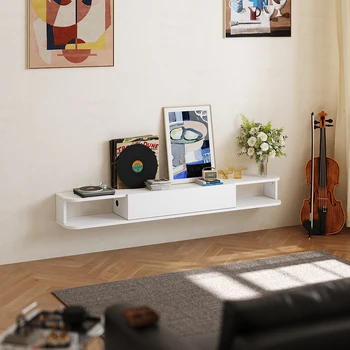 White hanging tv cabinet media console, floating tv cabinet wall cabinet storage living room decorative cabinet