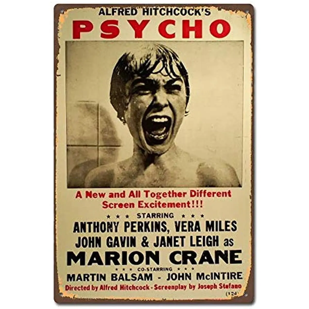 

Rellcolle Retro Metal Tin Sign Classic Psycho Poster Horror Film Movie Aluminum Sign for Home Bar Wall Art Decor 12x16 Inch
