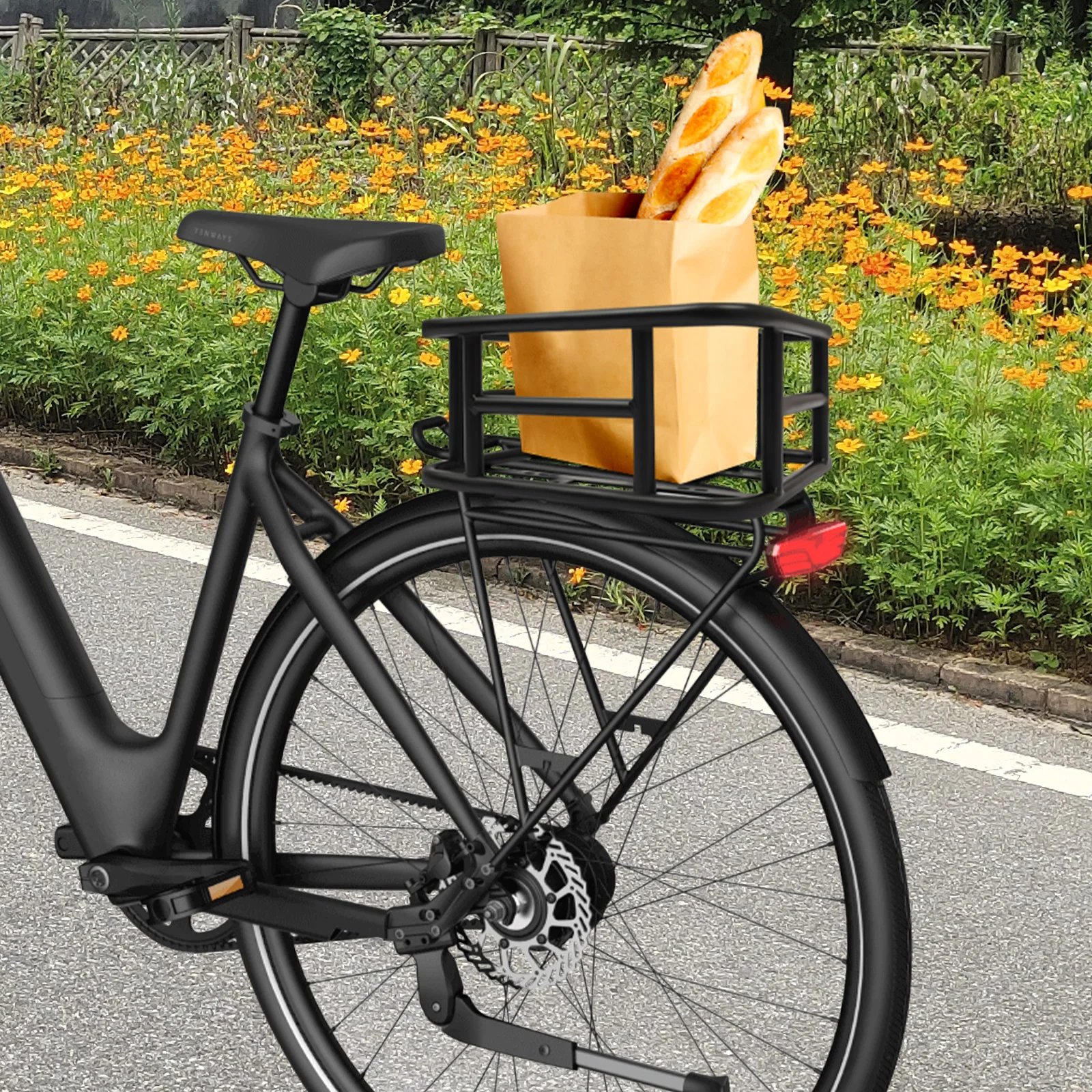 Fahrrad-Hinterradkorb, abnehmbarer Fahrradkorb, hinterer Fahrradkorb mit 16 Montagelöchern für Mountainbikes und Rennräder – Detail 4
