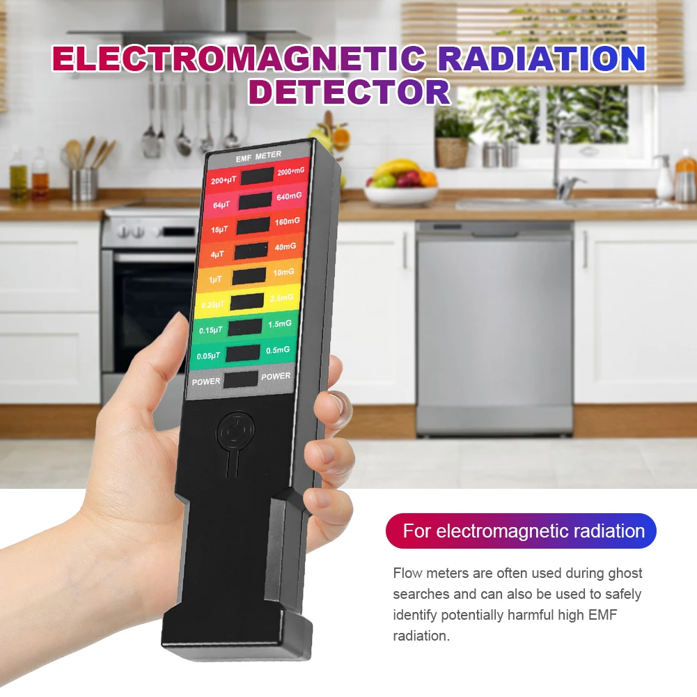 Electromagnetic Field Detector 8 LED EMF Gauss Meter High Precision Radiation Detector Portable EMF Magnetic Field Monitor