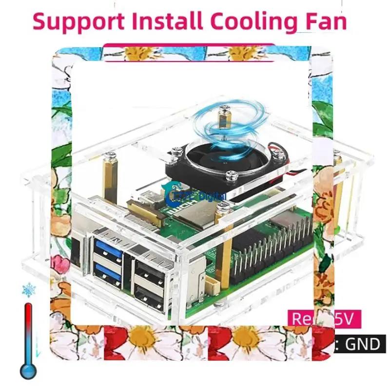 For Raspberry Pi 5 Acrylic Case Transparent Case With Cooling Fan Copper Aluminum Heat Sink For Pi 5 A Easy To Use