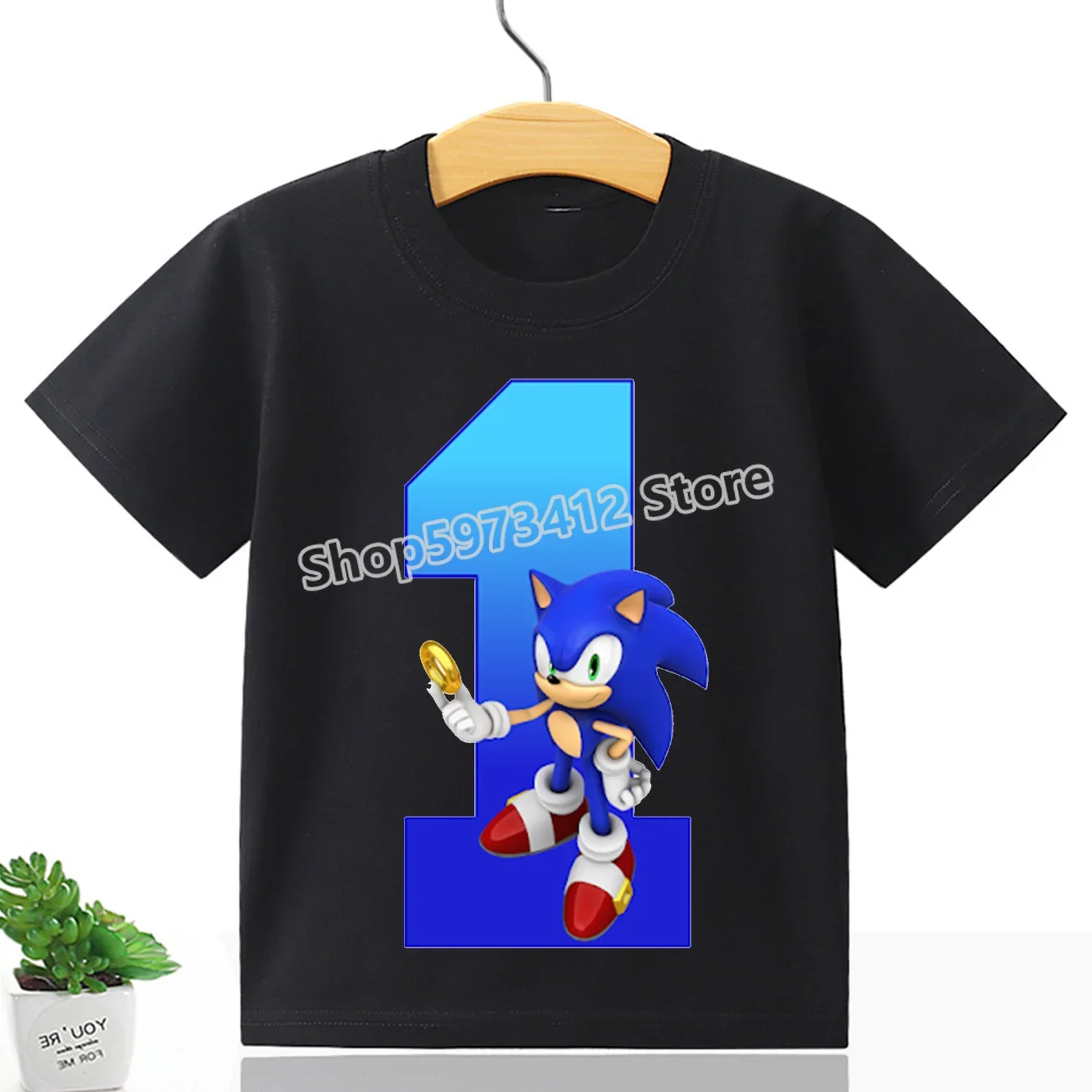 thumbnail image 1 of Camisetas de dibujos animados de Sonic The Hedgehogs para niños, camisetas con números del 1 al 9, camisetas estéticas para niños, camisetas de boutique para niños y niñas, camisetas de feliz cumpleañ, 1 of 5