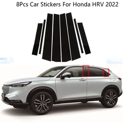 8Pcs Car Door Window Decoration Trim Pillar Posts Cover Stickers For Honda HRV 2022 Chromium Styling Auto Styling Accessories