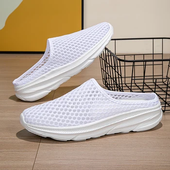 2025 Pantofole con plateau da uomo Estate Outdoor Mesh traspirante Sandali da spiaggia casual Scivoli Infradito Pantofole da casa da uomo antiscivolo 1