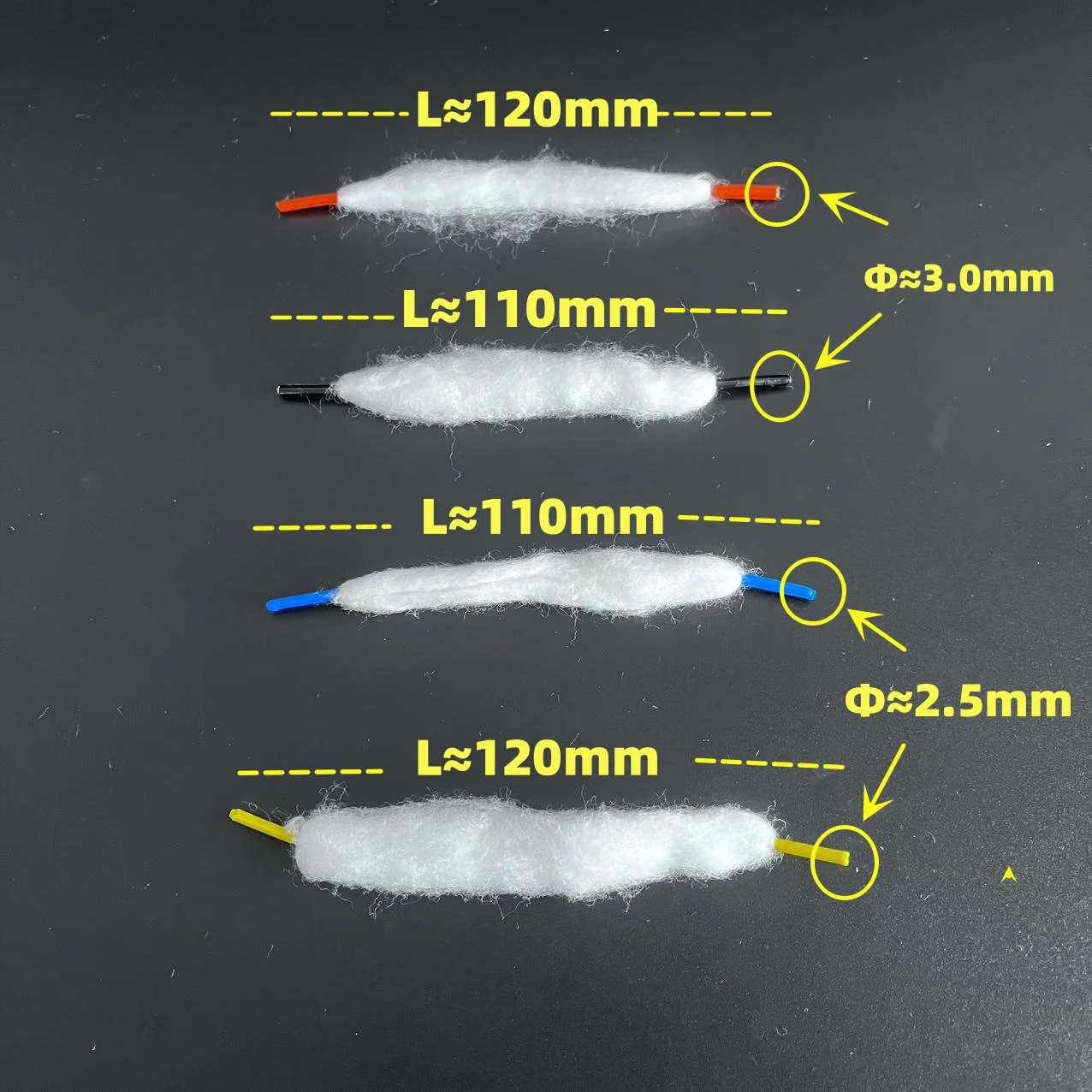 3.0/2.5mm 플라스틱 헤드 유기농 면 고품질 양모 베이컨 심지 충전