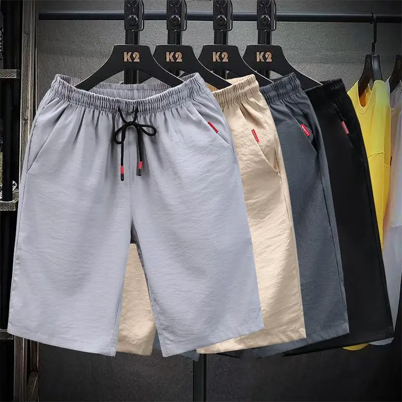 2023 Sports Shorts Men's Summer Korean-Style Loose Imitation Cotton and Linen Casual Fashion Brand Straight Shorts Clothing