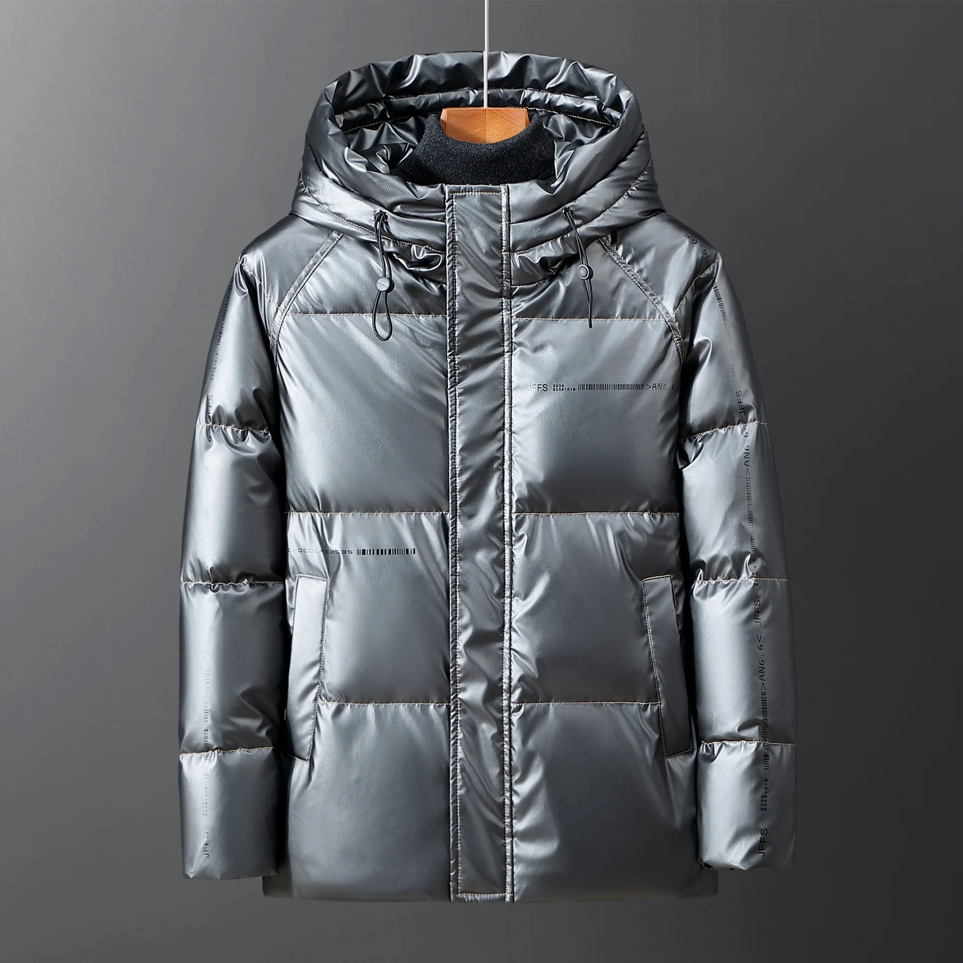

Men's PU Shiny Waterproof Down Jacket Parka Youth 90% White Duck Down Thicken Warm Puffer Jackets Winter Male Hooded Windbreaker