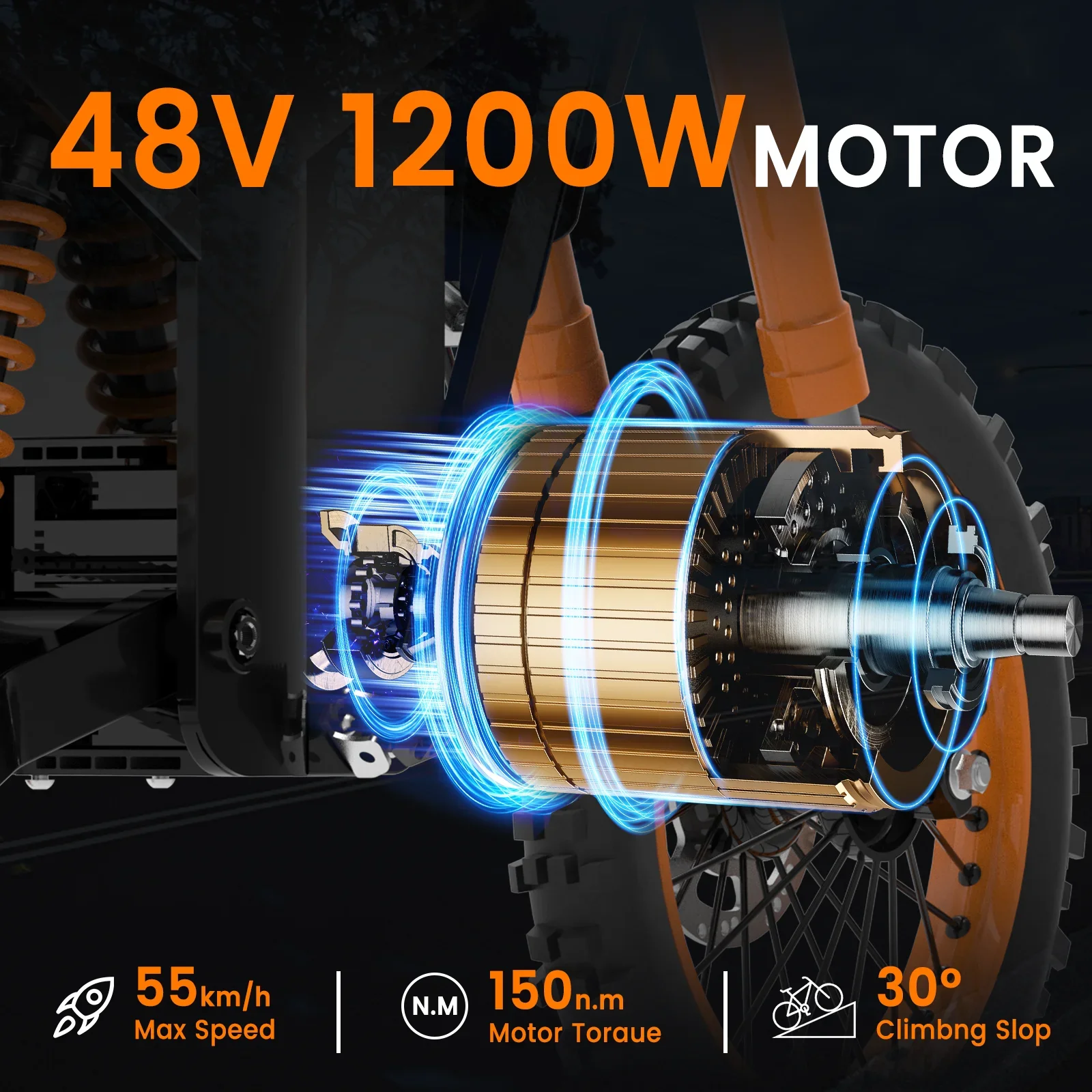 GUNAI 3000W Electric Motorcycle for Adults 48V 21AH Removable Battery 14