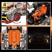 Transparent V12 Block Roadster RC Tech Racer 1:14DIY Roadster building block assembly Block car toy birthday gift 5