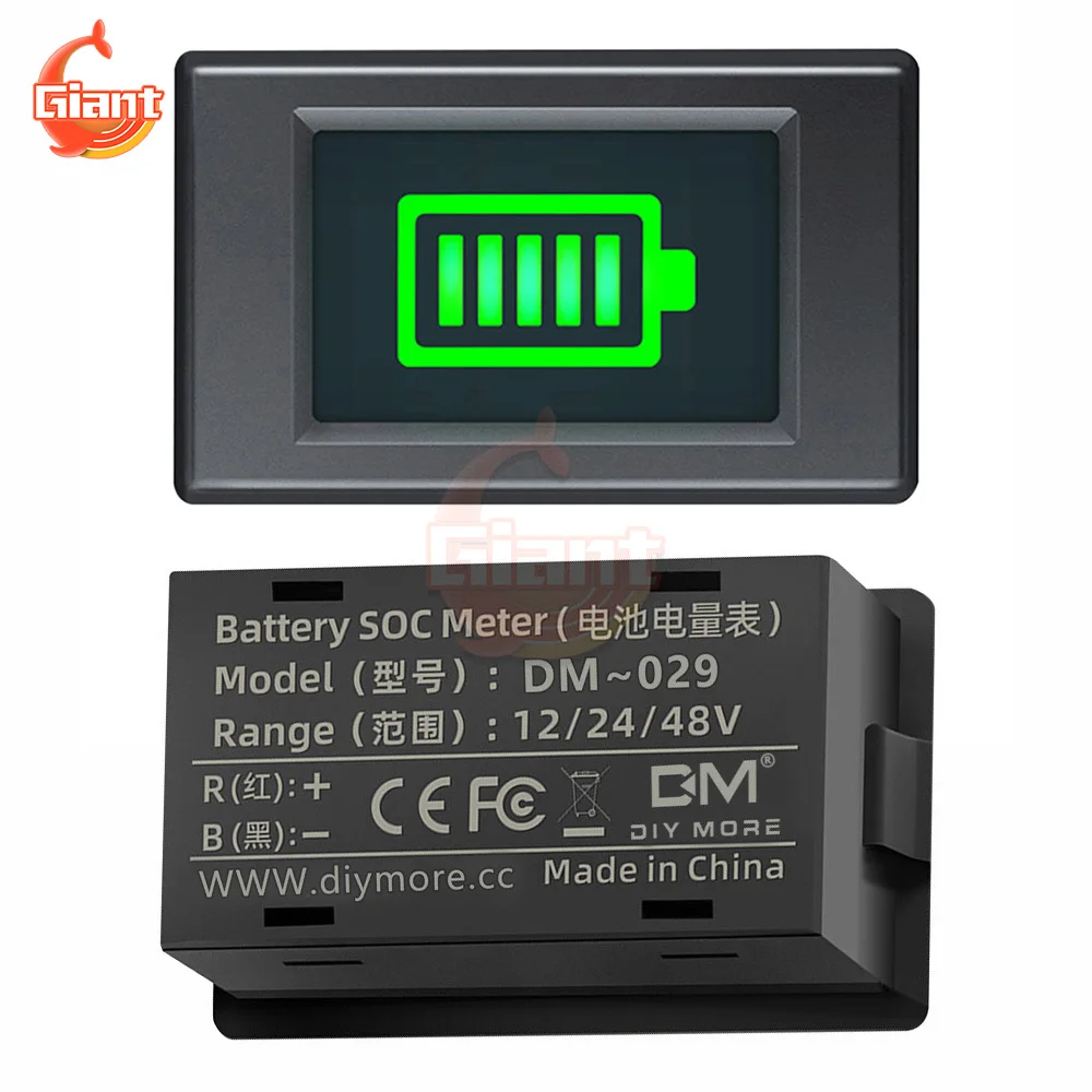 DM DC12V-48V Battery Capacity Indicator High-precision DC Battery Electricity Meter Red/Green LED Display Power Tester