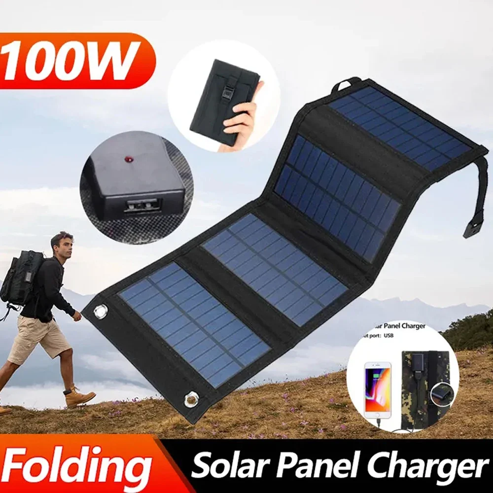 

60W Outdoor USB Portable Solar Panel Plate For Mobile Phone Battery Hiking Camping Foldable Emergency Power Solar Cells Charger