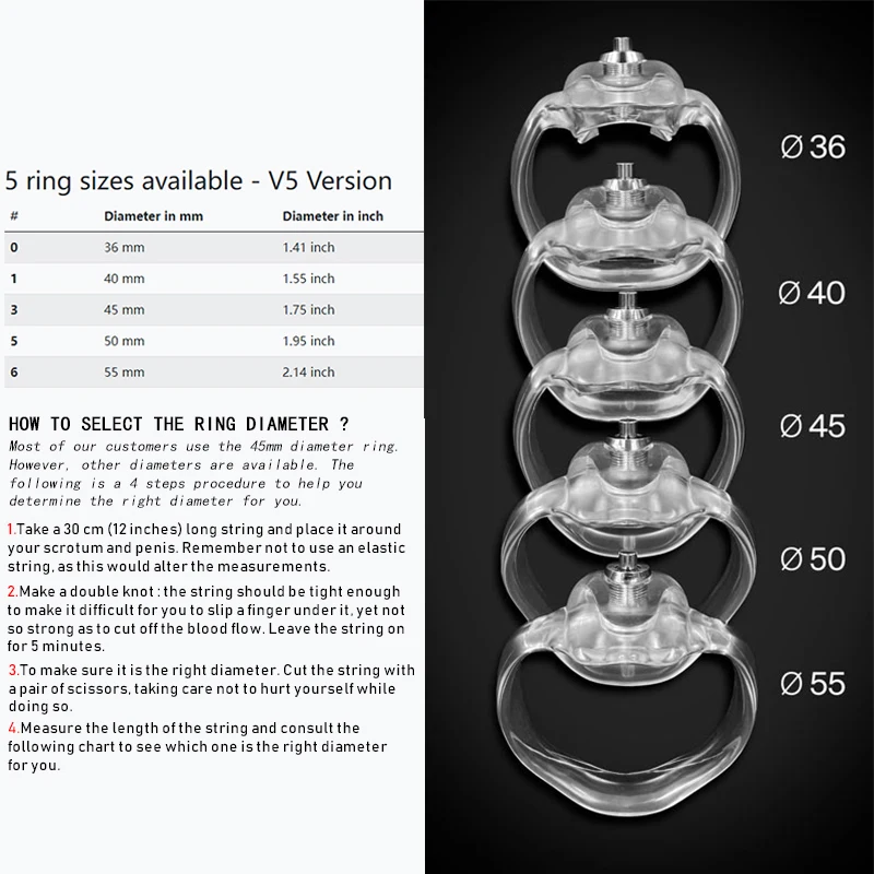 Penis Chastity Cage Chastity Lock Sex Toy Chastity Cage Accessory Pink HT-V5 With 4 Penis Rings