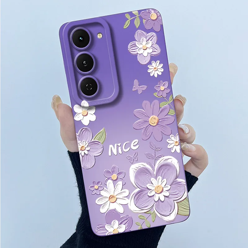 Fashion Simplicity Panda Flower Liquid Silicone Shockproof Soft Phone Case with Lens Protection