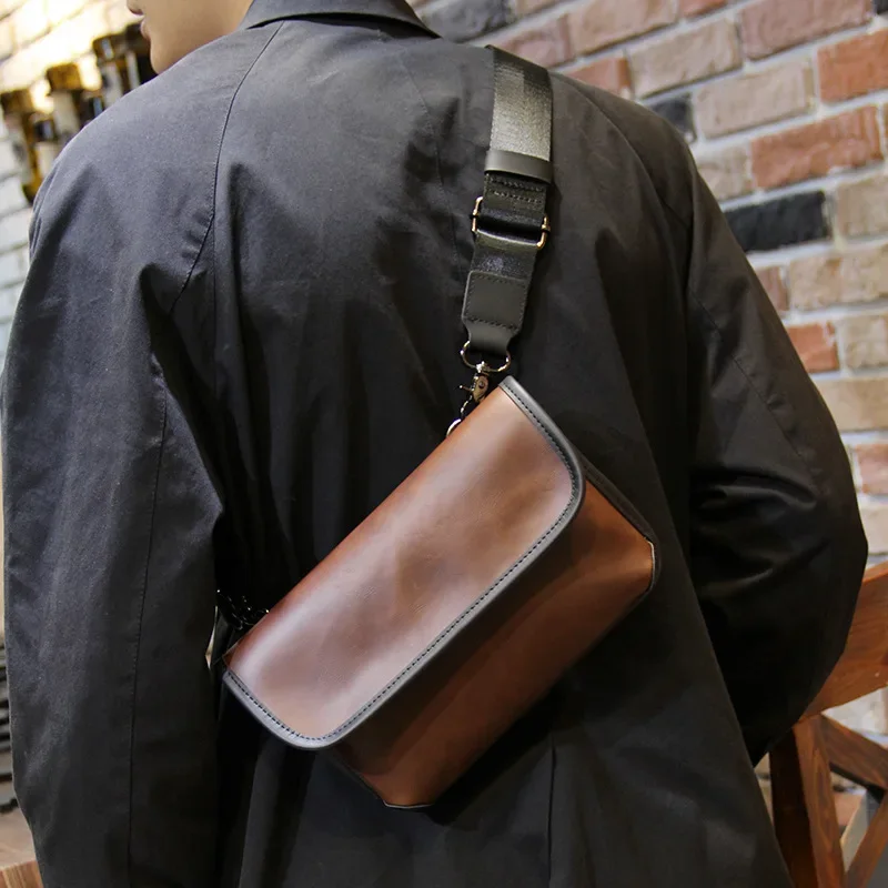 Men Shoulder Bag Vintage Leather Commute Crossbody Bags Male High Quality Large Capacity Casual Pack Luxury Designer Pouch