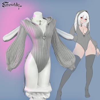 Year-end sale KORURACLUB cute rabbit jumpsuit sweater love zipper knitted bunny long-sleeved plush rabbit tail home pajamas 1
