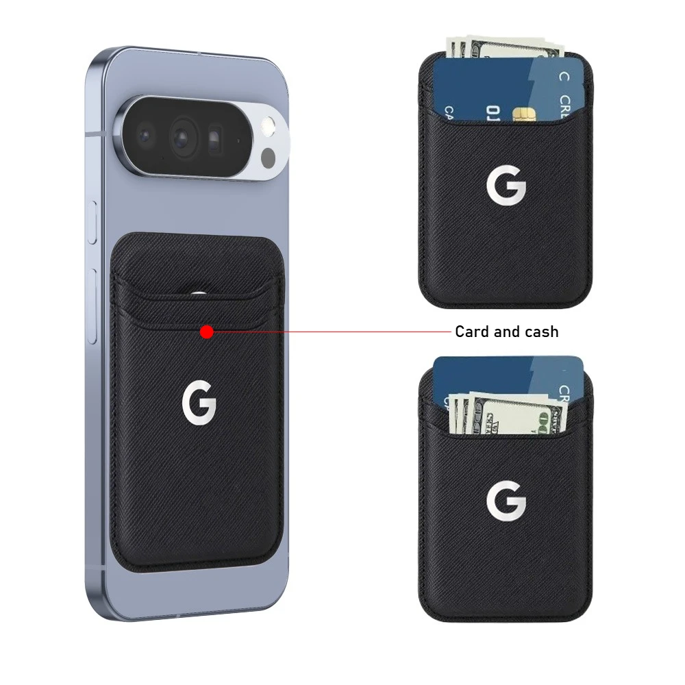 Magnetic Card Holder Wallet with Carbon Fiber Saffiano Leather and Dual Card Slots
