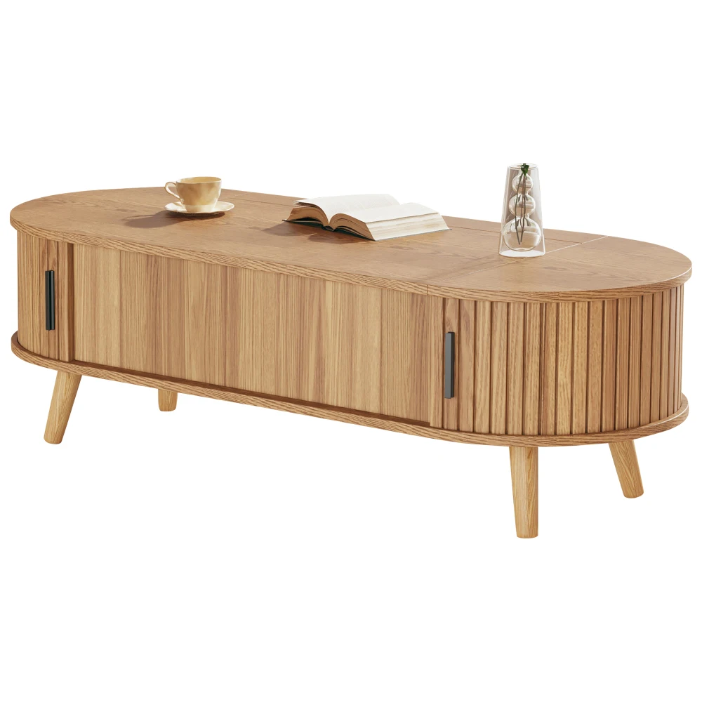 Moderner Couchtisch mit aufklappbarer Tischplatte, 120 x 50 x 39,5 cm, höhenverstellbar auf 53,5 cm, Wohnzimmertisch mit verstecktem Stauraum, Sofa-Beistelltisch – Detail 24