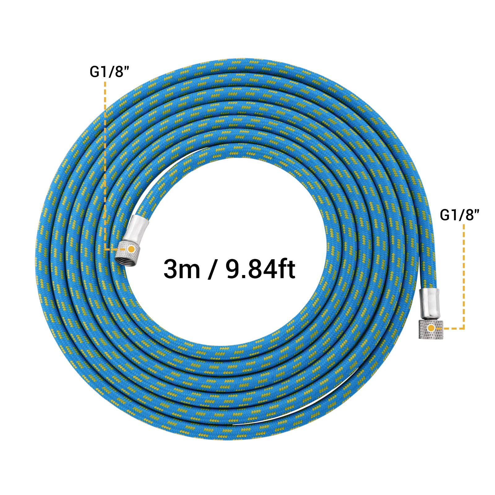 3 meter/10-Ft Nylon Braided Airbrush Air Hose Standard 1/8"" - 1/4"" Adapter Suit for Air Bursh Kit 3 in 1 Tool Accessories 6