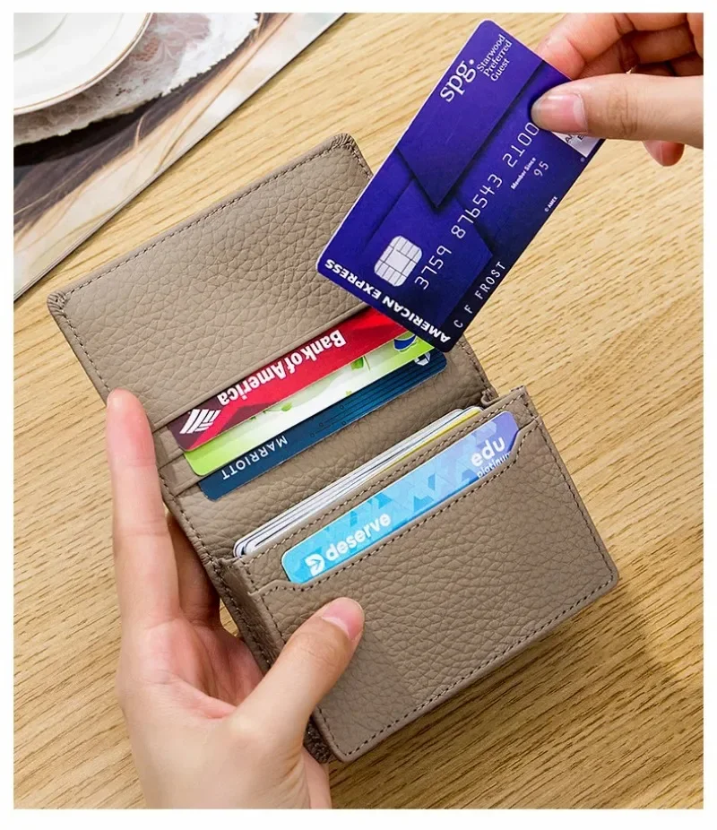 Ultra-thin Ins Style Genuine Leather Card Holder Fashion